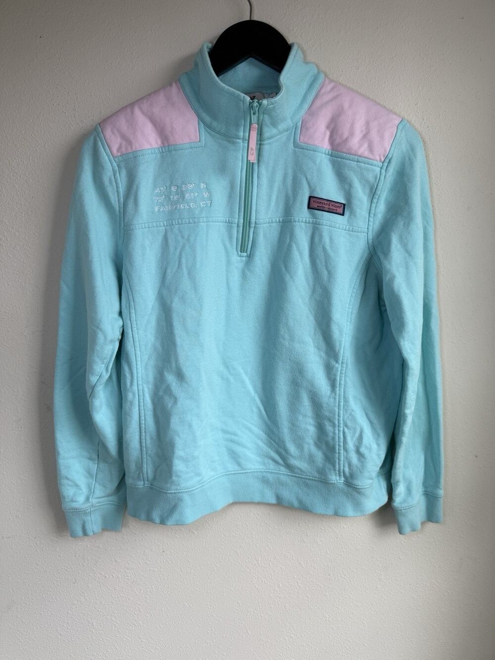 Vineyard Vines Women's Medium Aqua Shep Pullover Fairfield CT Embroidery